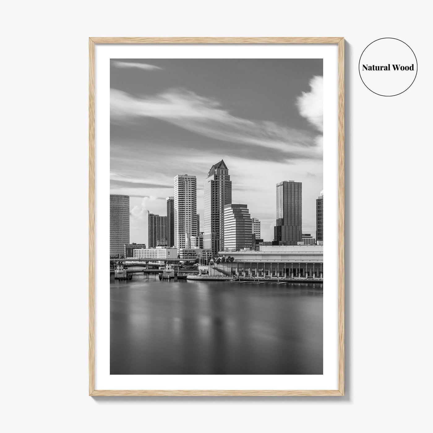 Tampa Skyline Black and White Fine Art Photo Print, City Florida Poster