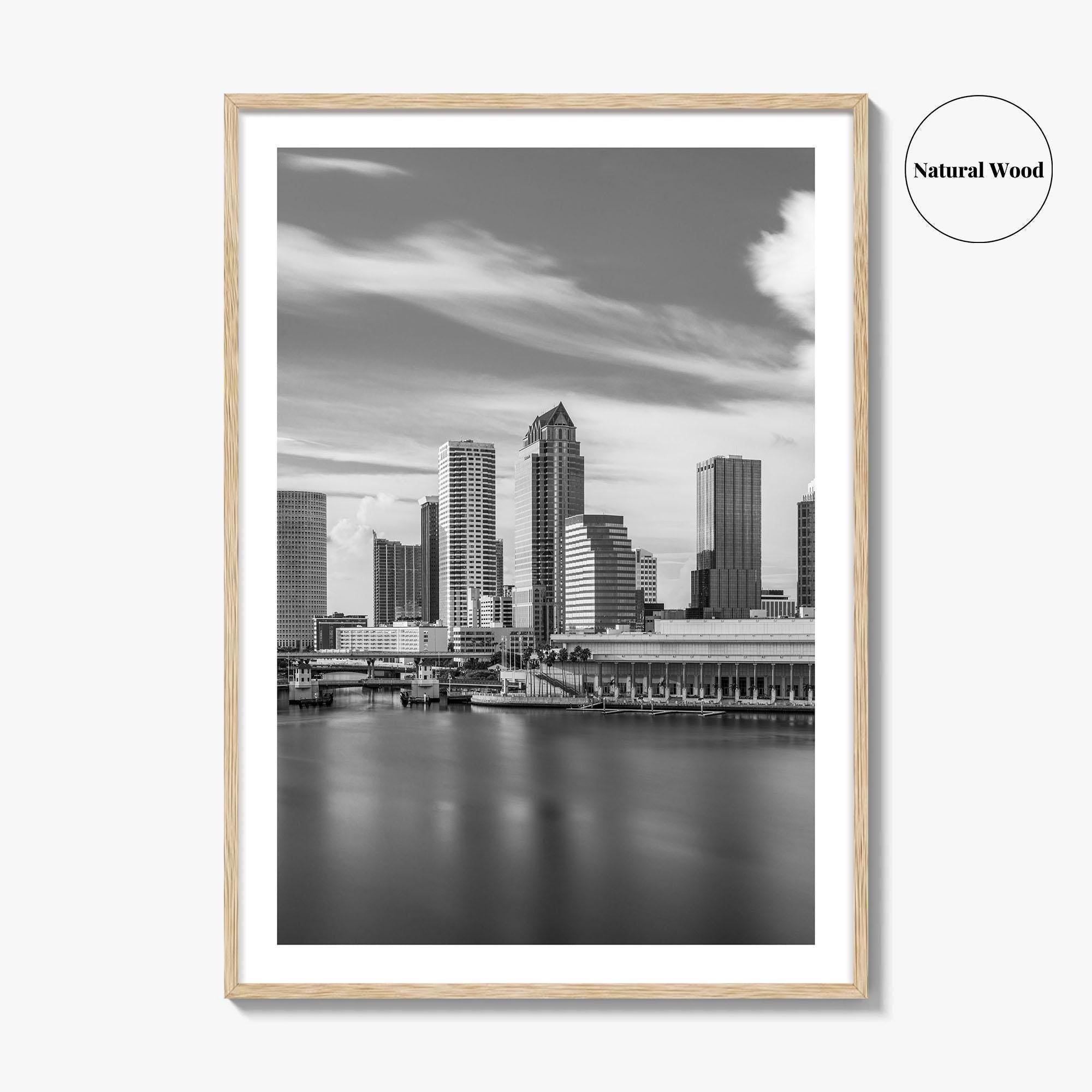Tampa Skyline Black and White Fine Art Photo Print, City Florida Poster