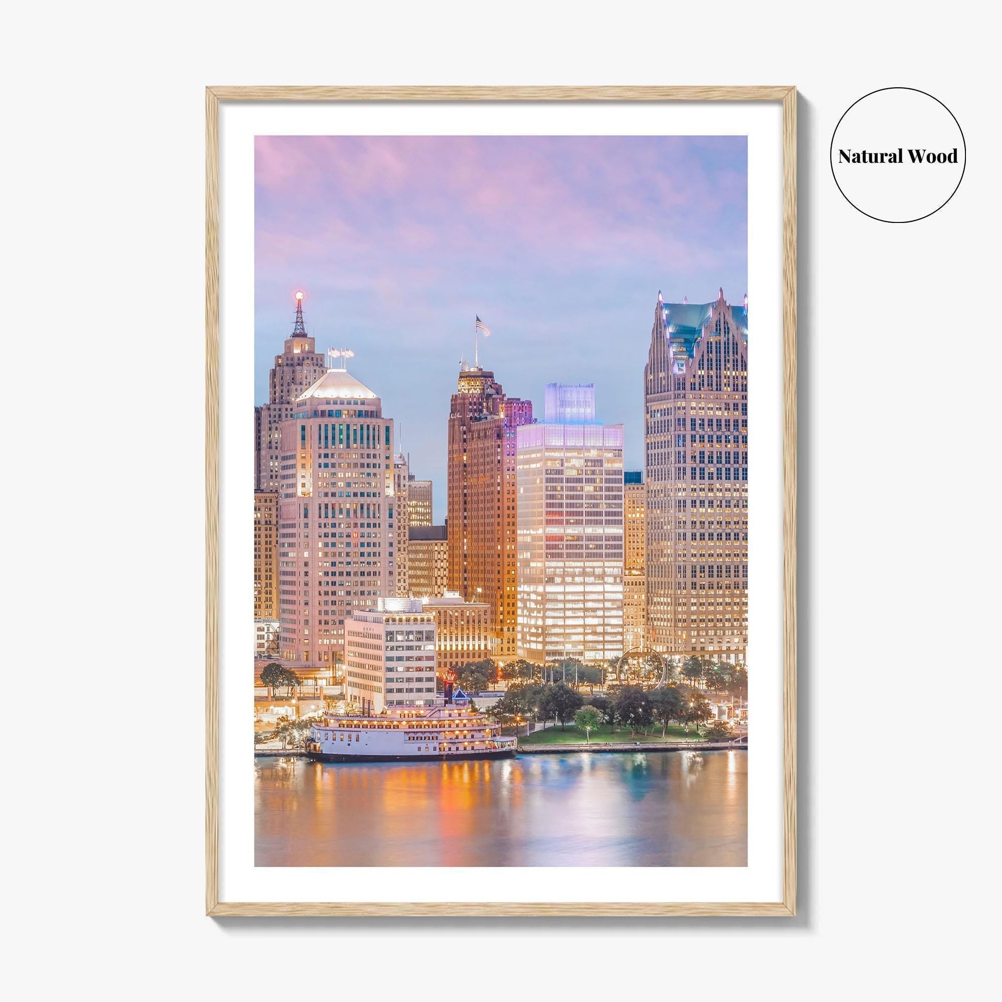 Detroit Skyline Fine Art Photo Print, Michigan USA, Wall Decor Poster