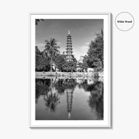 Hanoi Black and White Fine Art Photo Print, Tran Quoc Pagoda Vietnam Poster
