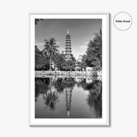 Hanoi Black and White Fine Art Photo Print, Tran Quoc Pagoda Vietnam Poster
