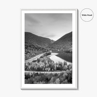 New Hampshire Black and White Fine Art Photo Print, Franconia Notch, White Mountain Poster