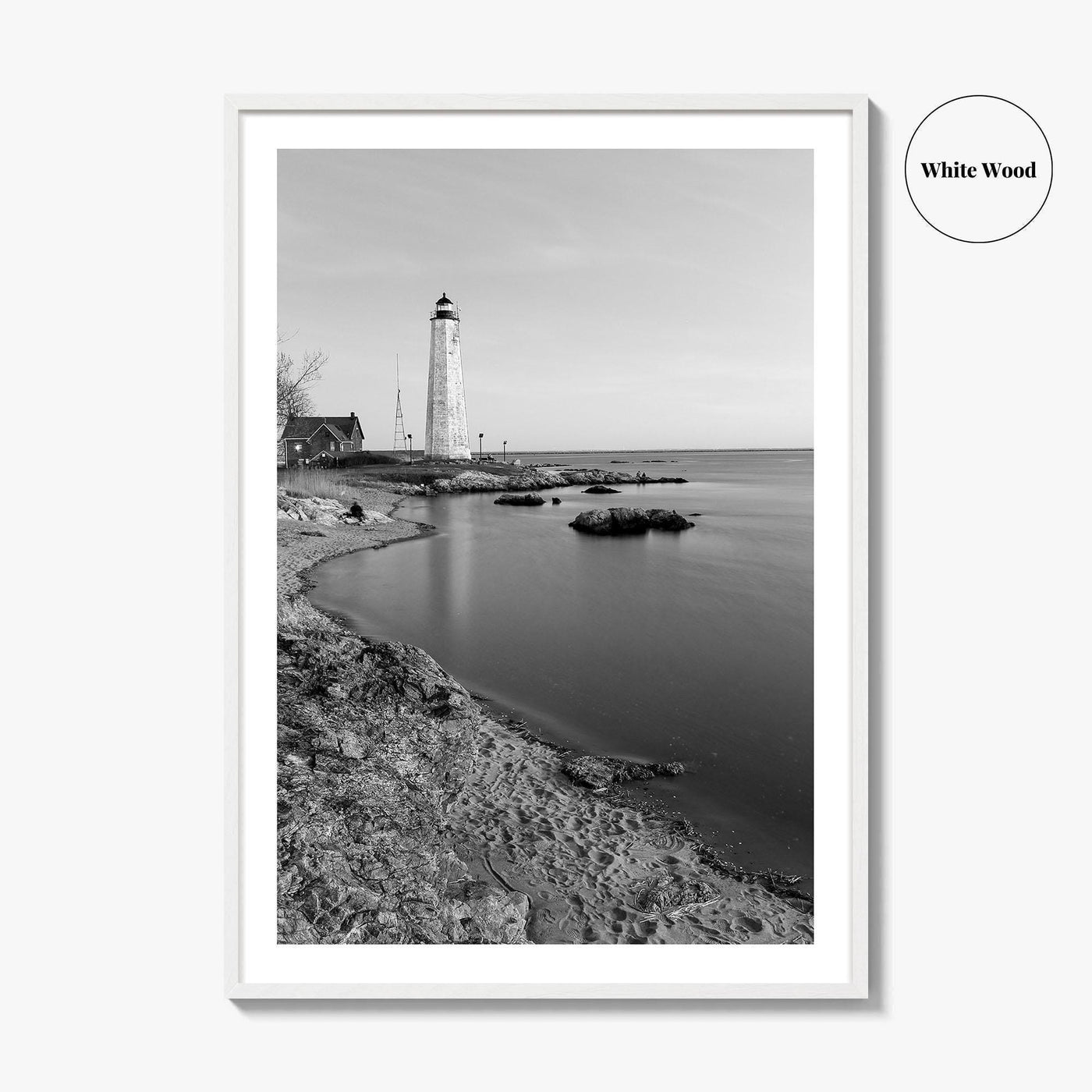 New Haven Lighthouse Black and White Fine Art Photo Print, Connecticut, USA Wall Poster