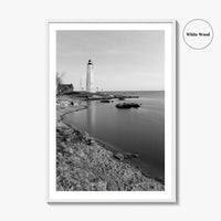 New Haven Lighthouse Black and White Fine Art Photo Print, Connecticut, USA Wall Poster