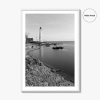 New Haven Lighthouse Black and White Fine Art Photo Print, Connecticut, USA Wall Poster