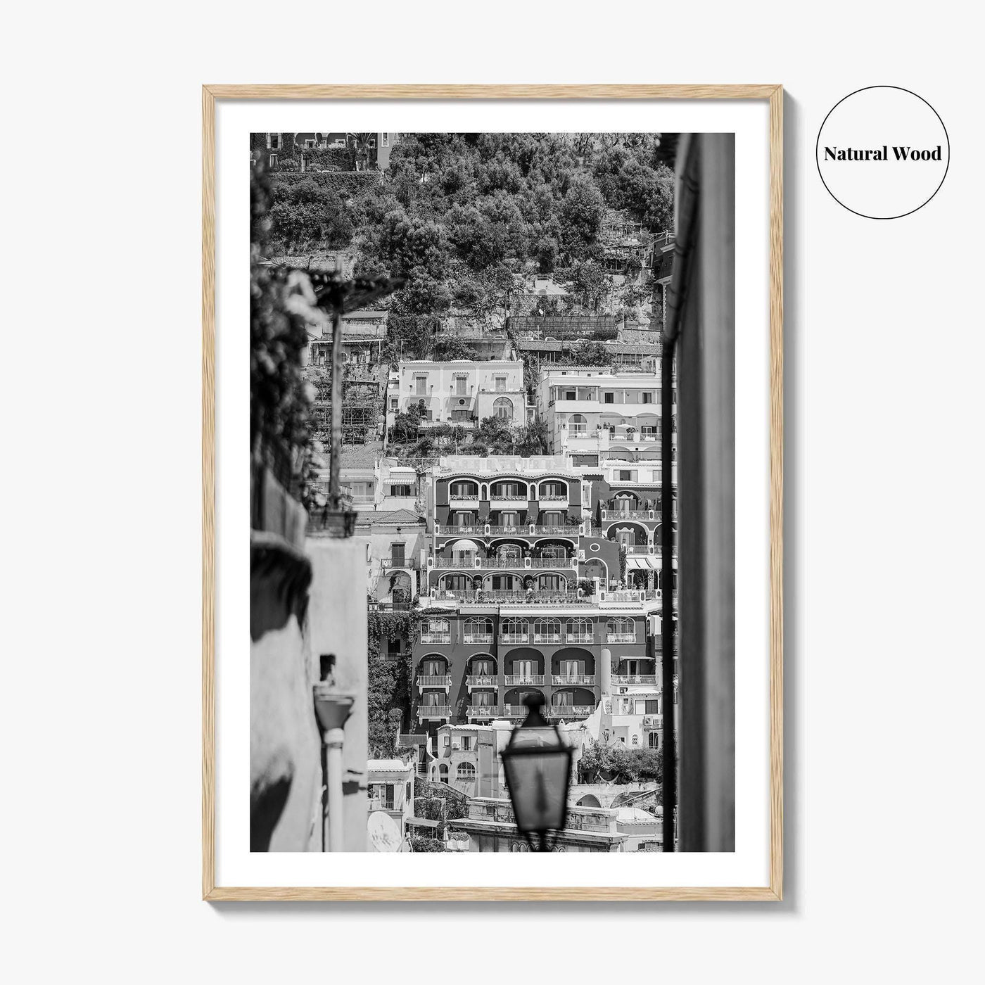 Positano Black and White Fine Art Photo Print, Amalfi Coast Italy Poster, Panoramic Sea