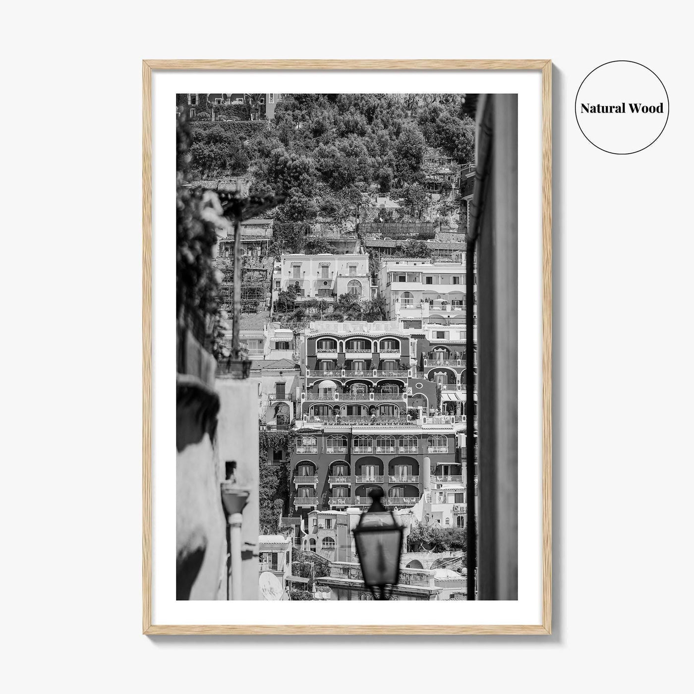 Positano Black and White Fine Art Photo Print, Amalfi Coast Italy Poster, Panoramic Sea