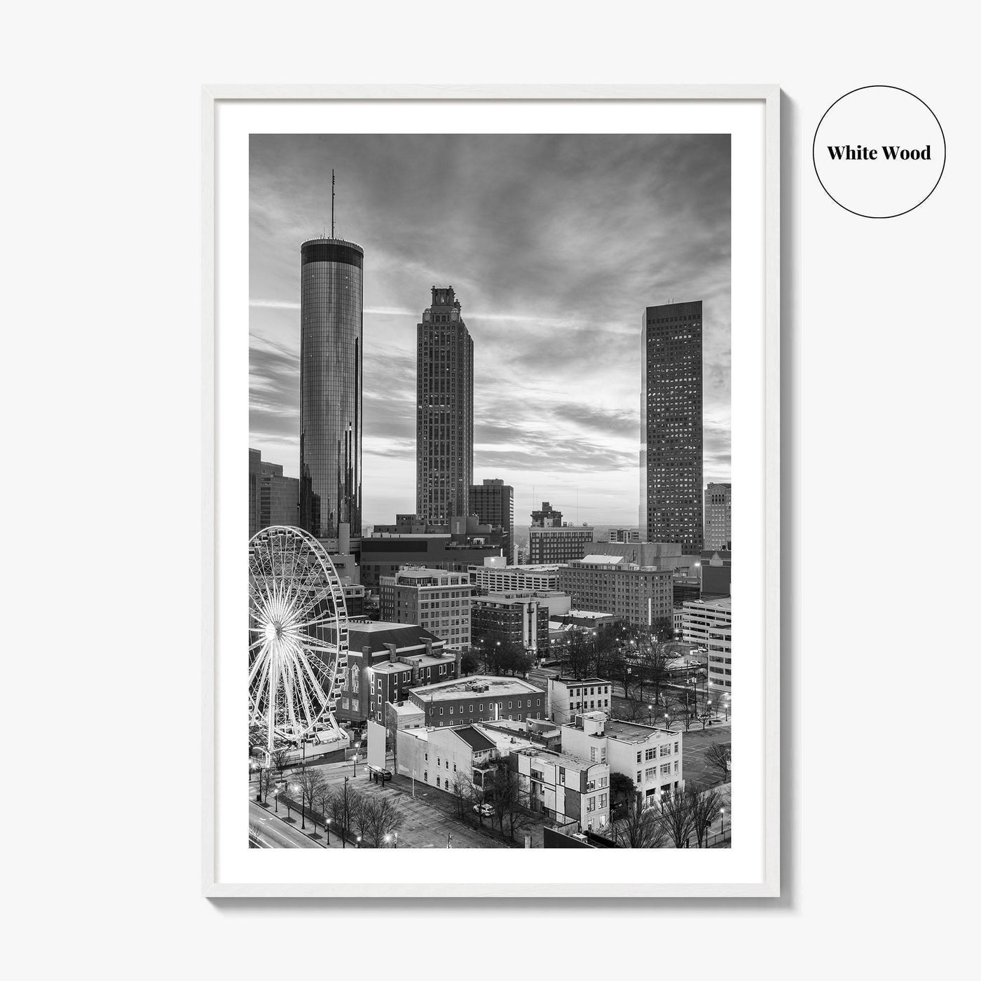 Atlanta Skyline Black and White Fine Art Photo Print, Georgia Poster
