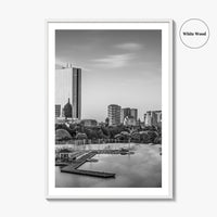 Boston Skyline Black and White Fine Art Photo Print, Massachusetts USA, Wall Decor