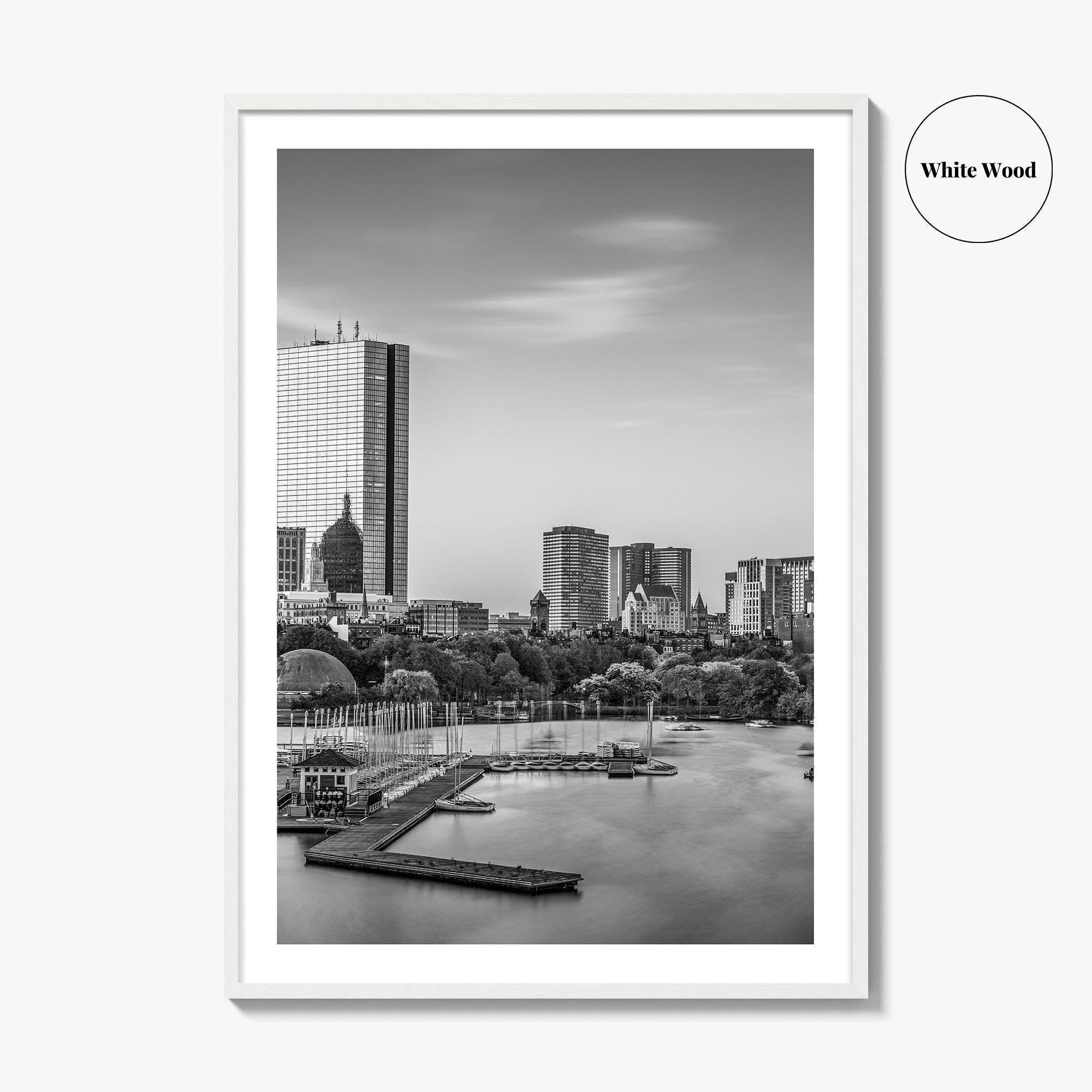 Boston Skyline Black and White Fine Art Photo Print, Massachusetts USA, Wall Decor