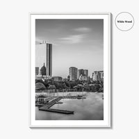 Boston Skyline Black and White Fine Art Photo Print, Massachusetts USA, Wall Decor