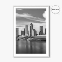 Tampa Skyline Black and White Fine Art Photo Print, City Florida Poster