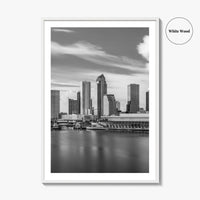 Tampa Skyline Black and White Fine Art Photo Print, City Florida Poster