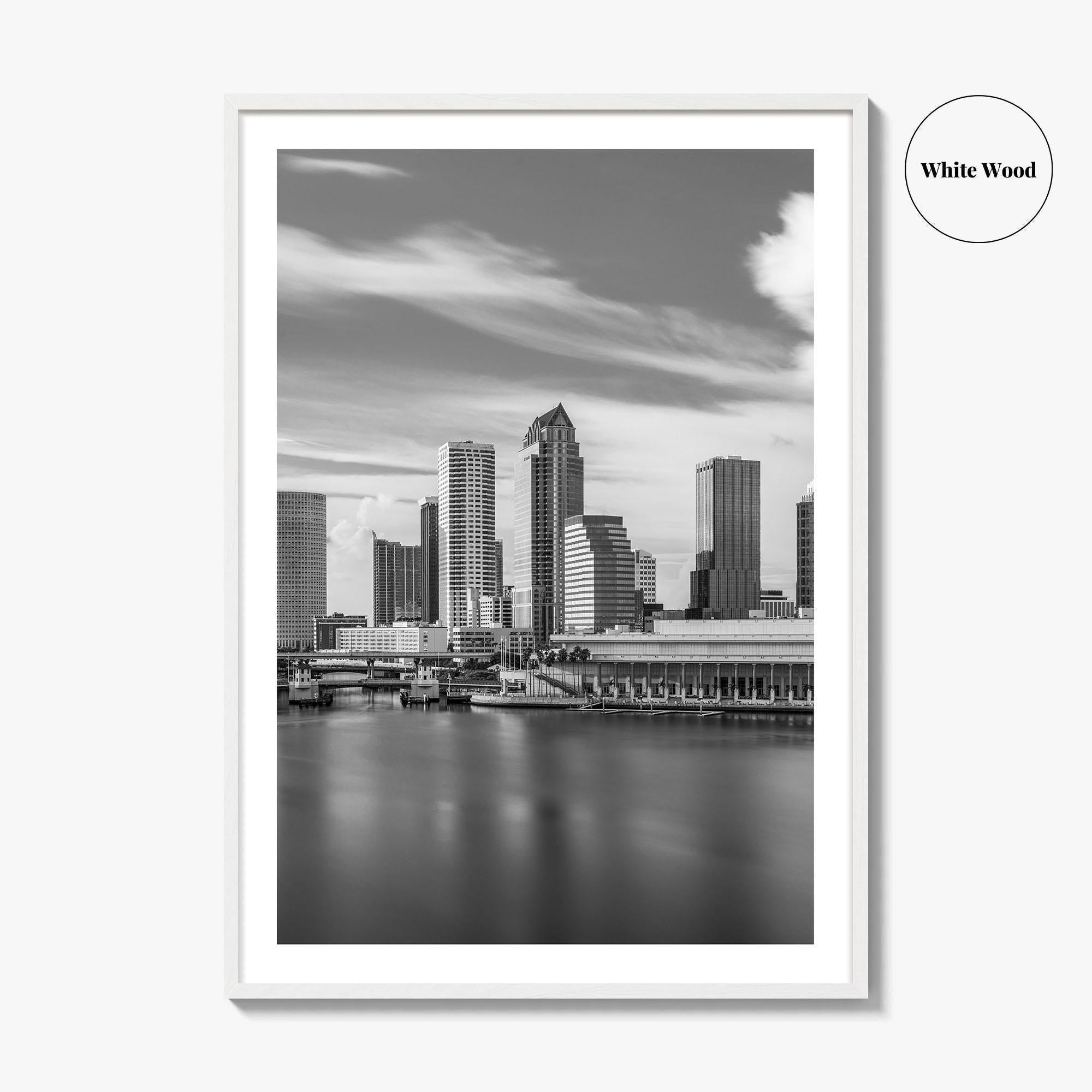 Tampa Skyline Black and White Fine Art Photo Print, City Florida Poster