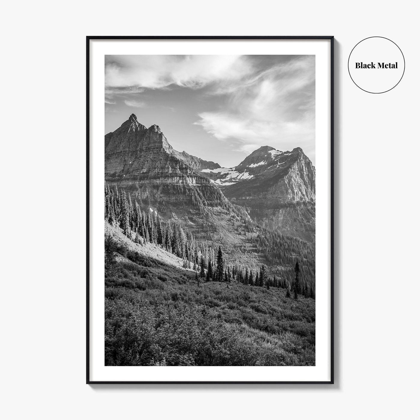 Glacier National Park Black and White Fine Art Photo Print, Montana, Poster, Wall Decor