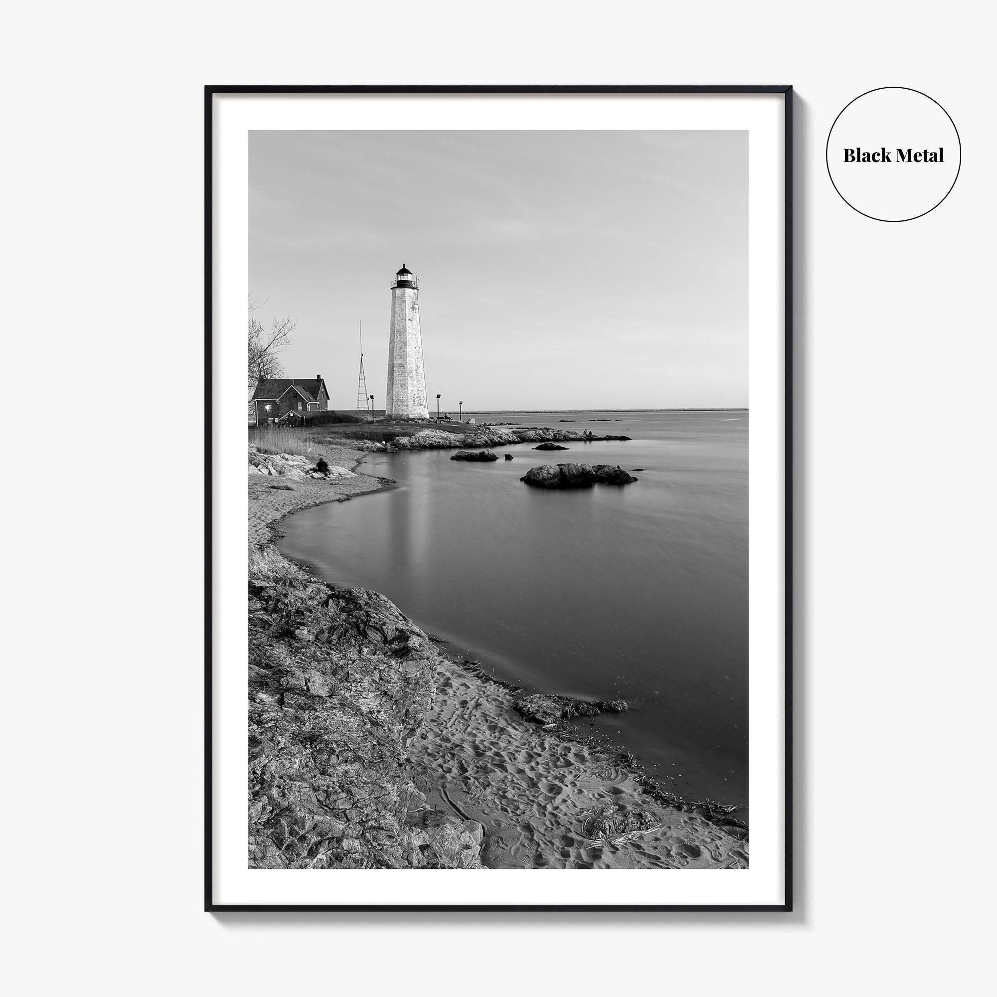 New Haven Lighthouse Black and White Fine Art Photo Print, Connecticut, USA Wall Poster