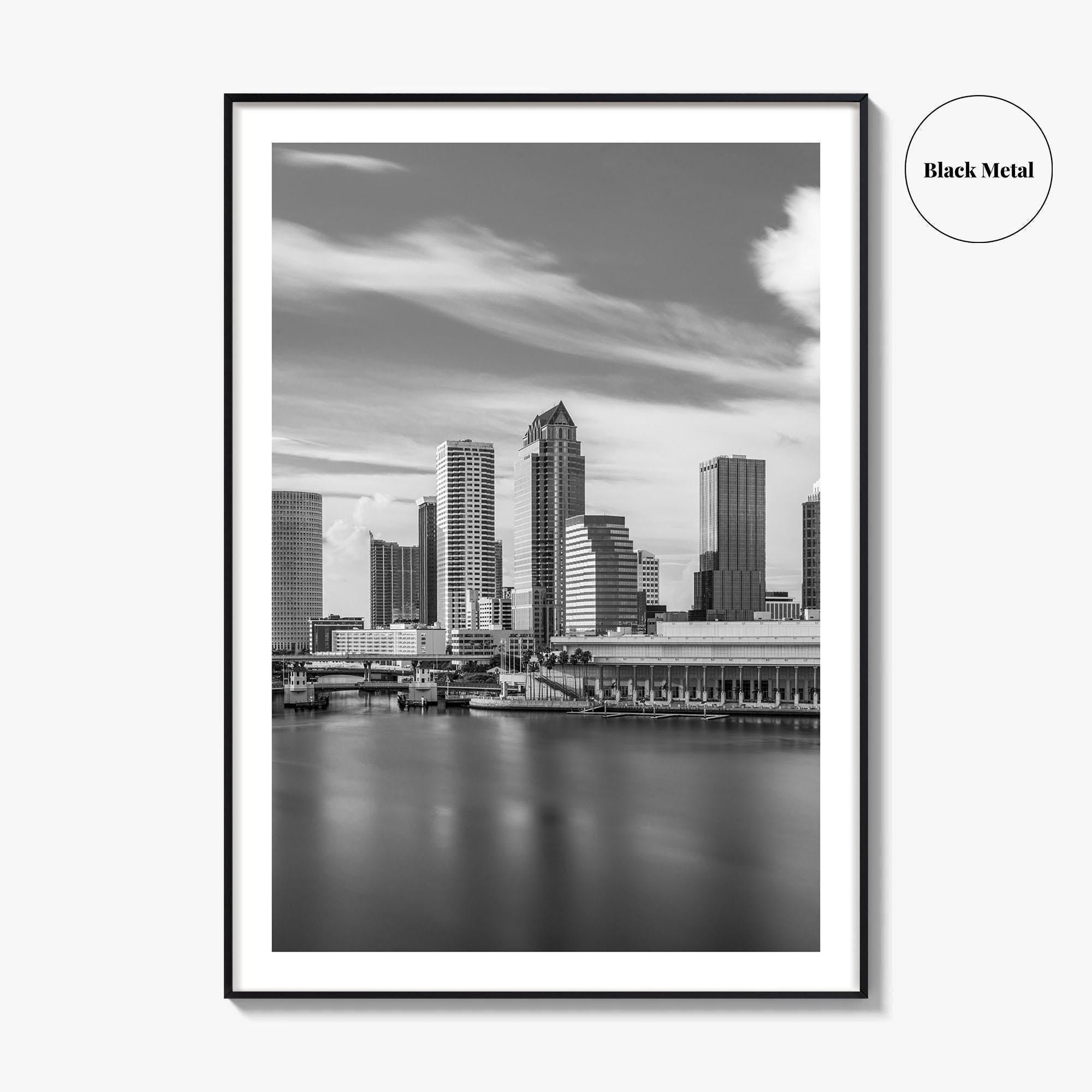 Tampa Skyline Black and White Fine Art Photo Print, City Florida Poster