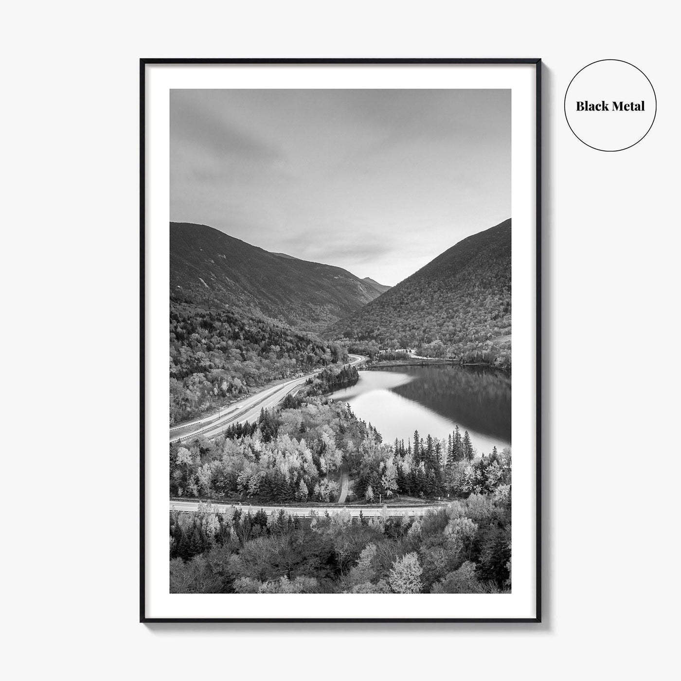 New Hampshire Black and White Fine Art Photo Print, Franconia Notch, White Mountain Poster