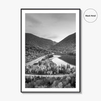 New Hampshire Black and White Fine Art Photo Print, Franconia Notch, White Mountain Poster