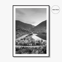 New Hampshire Black and White Fine Art Photo Print, Franconia Notch, White Mountain Poster