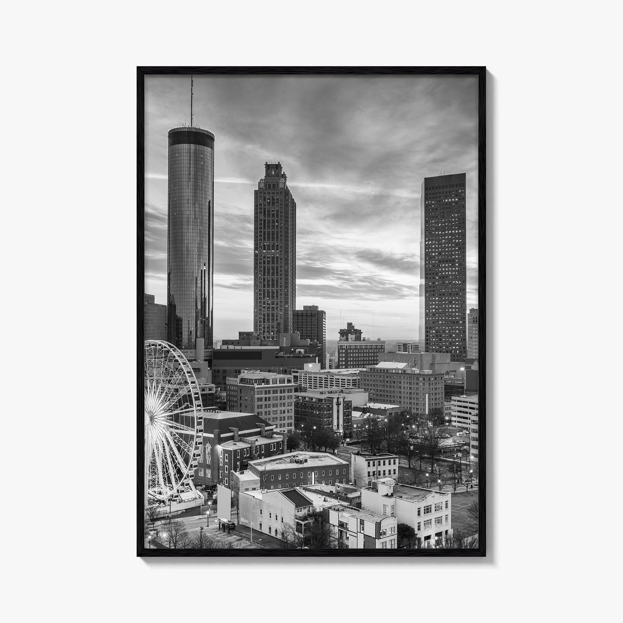Atlanta Skyline Black and White Fine Art Photo Print, Georgia Poster