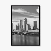 Tampa Skyline Black and White Fine Art Photo Print, City Florida Poster