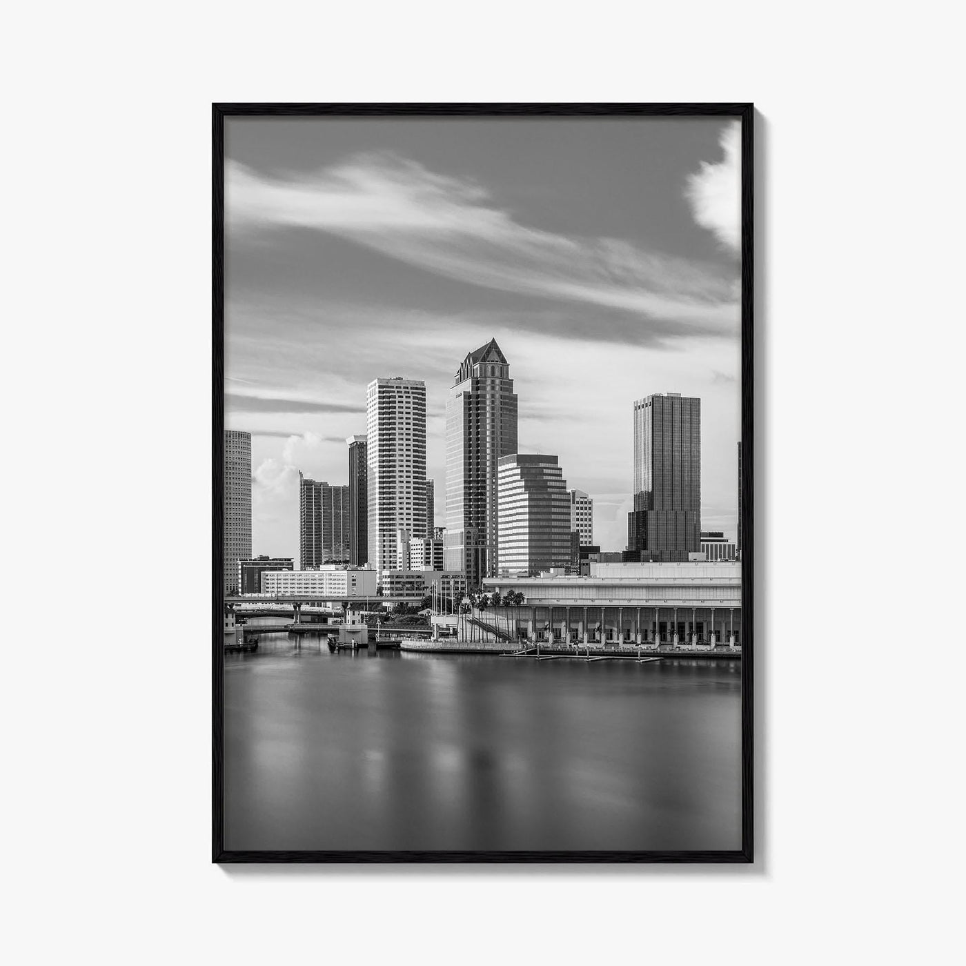 Tampa Skyline Black and White Fine Art Photo Print, City Florida Poster