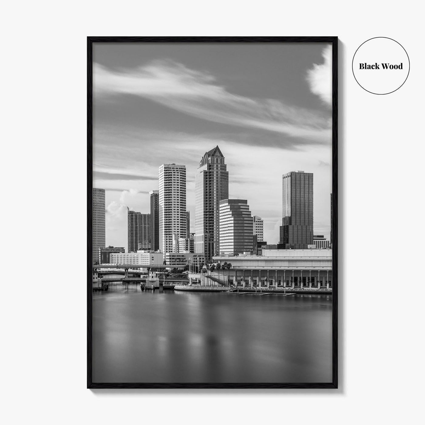 Tampa Skyline Black and White Fine Art Photo Print, City Florida Poster