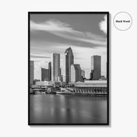 Tampa Skyline Black and White Fine Art Photo Print, City Florida Poster