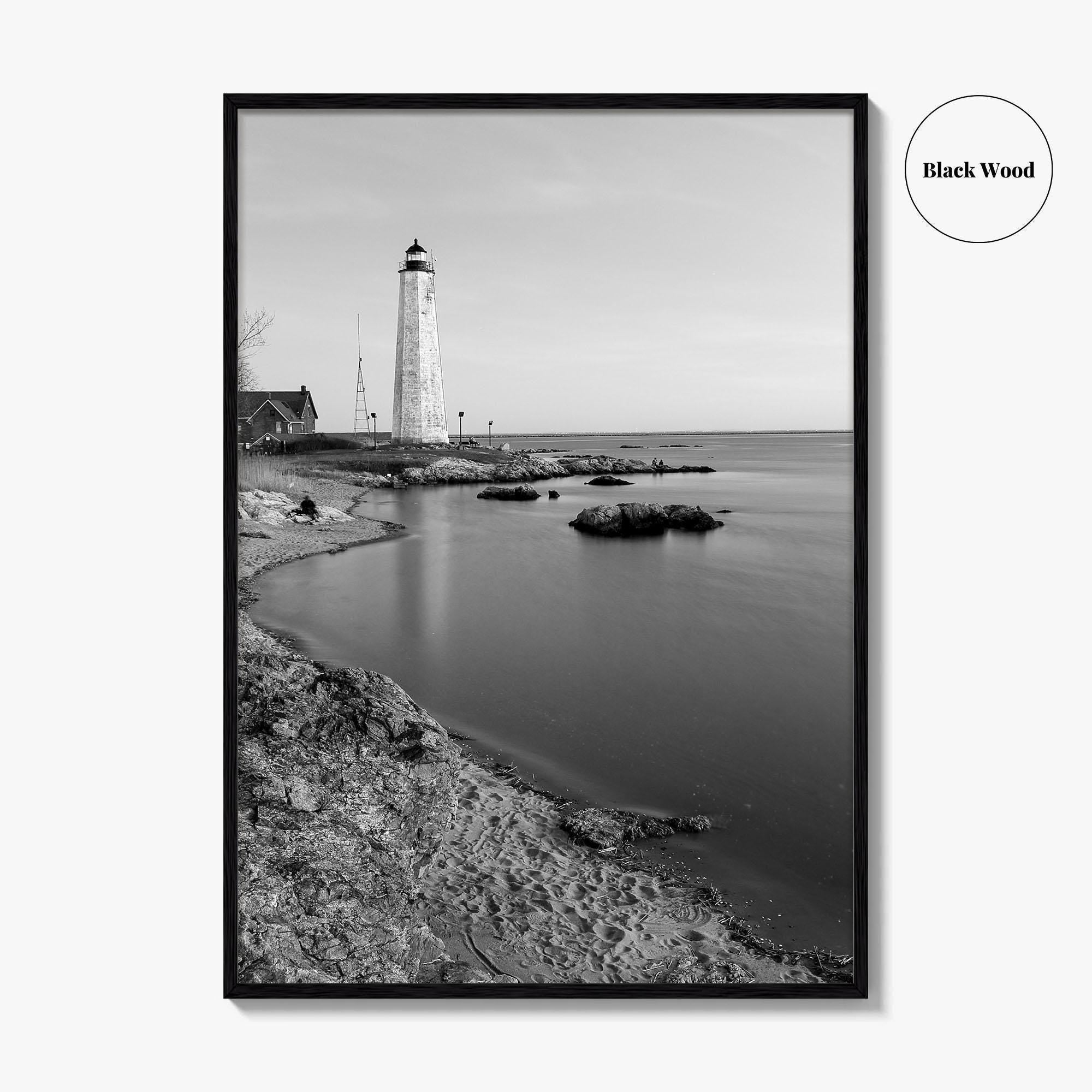 New Haven Lighthouse Black and White Fine Art Photo Print, Connecticut, USA Wall Poster