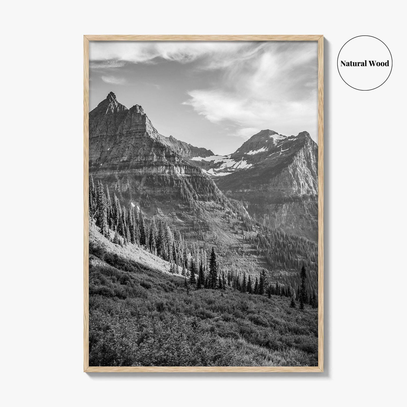 Glacier National Park Black and White Fine Art Photo Print, Montana, Poster, Wall Decor
