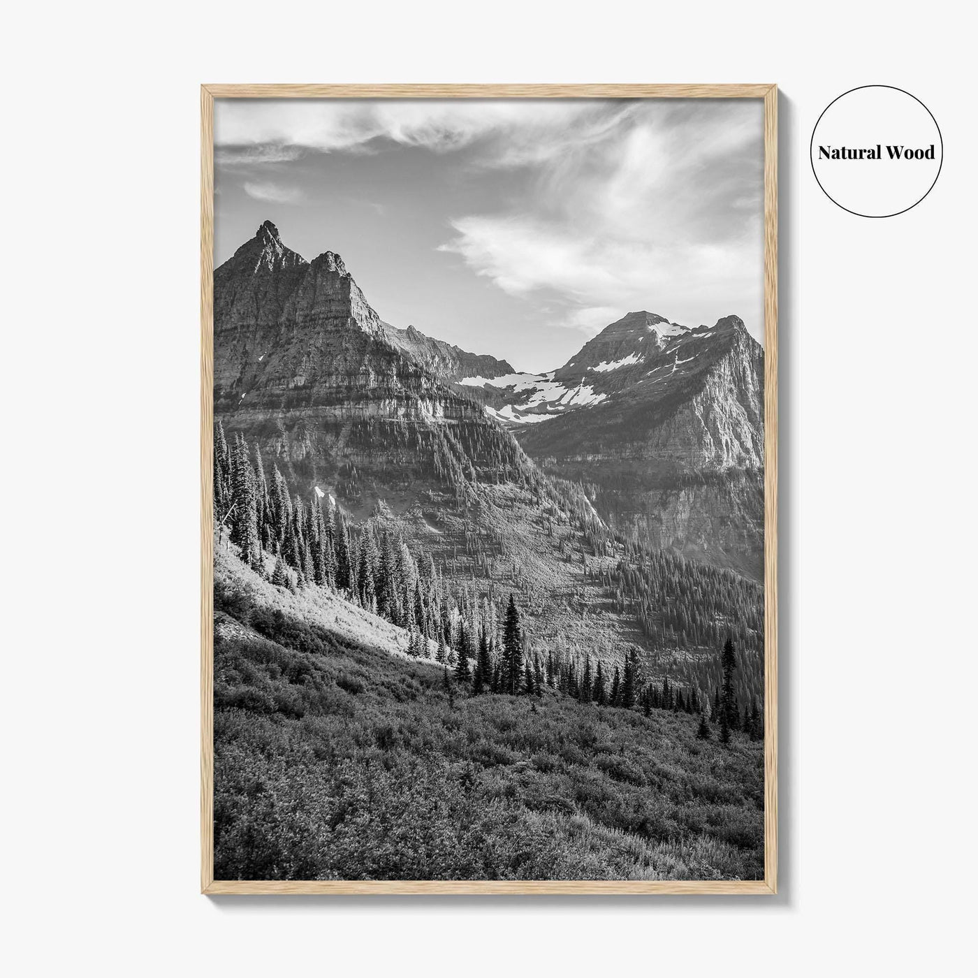 Glacier National Park Black and White Fine Art Photo Print, Montana, Poster, Wall Decor
