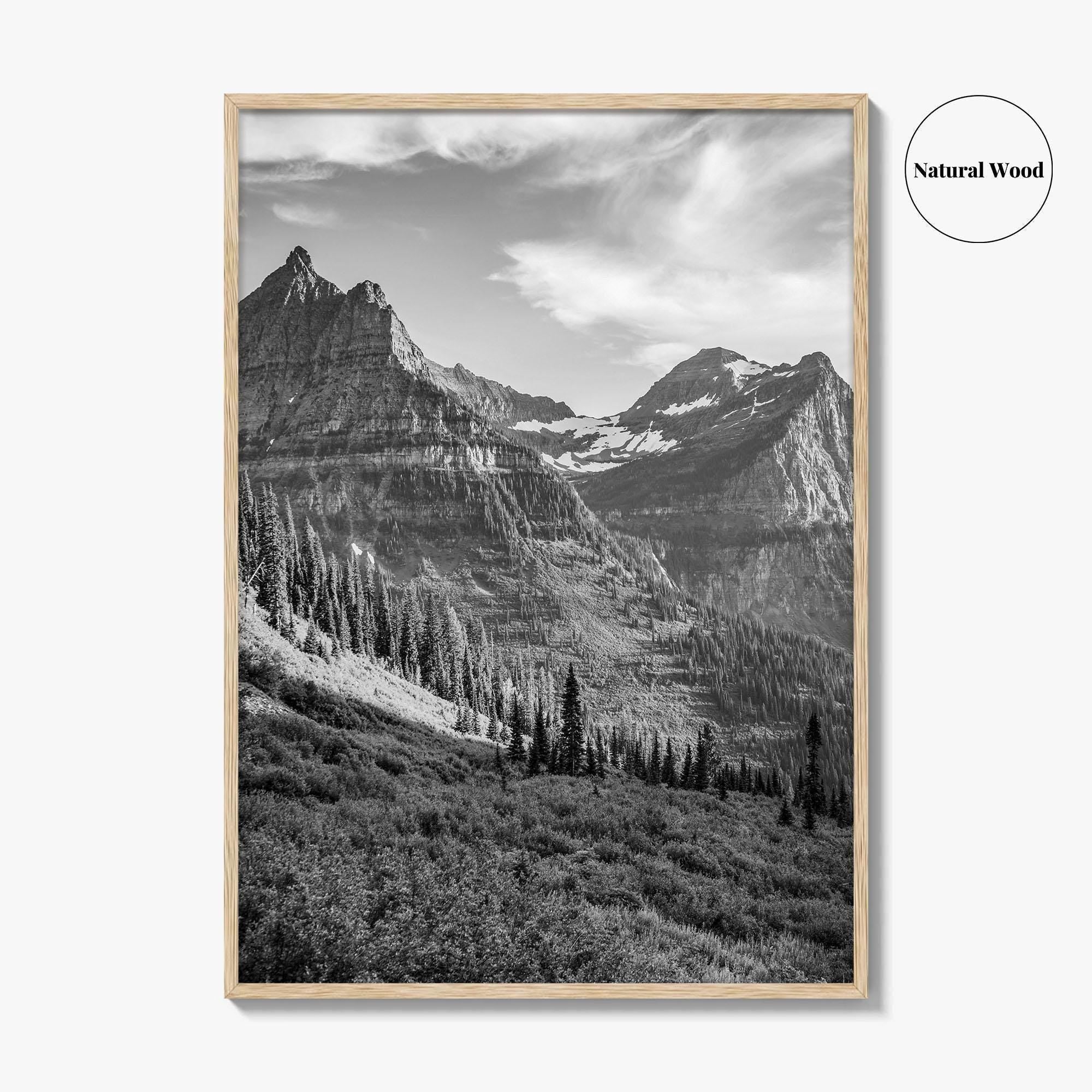 Glacier National Park Black and White Fine Art Photo Print, Montana, Poster, Wall Decor