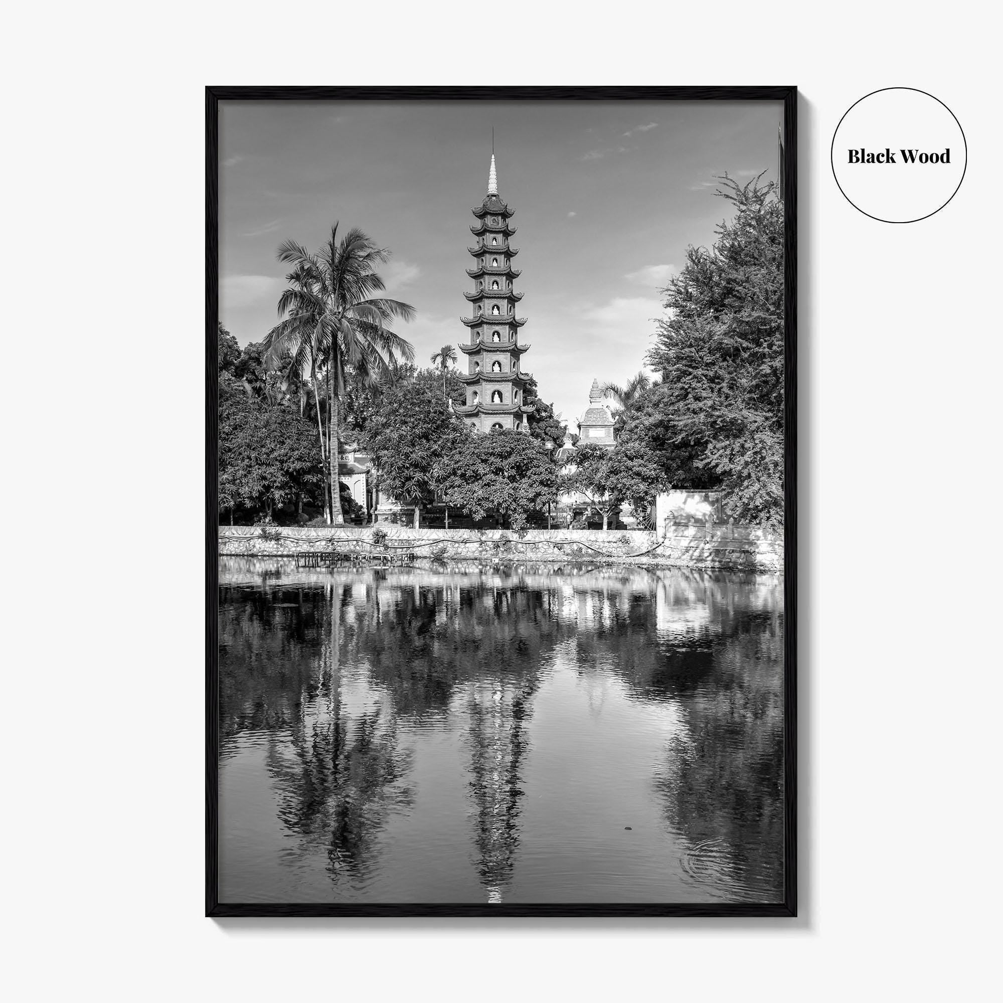 Hanoi Black and White Fine Art Photo Print, Tran Quoc Pagoda Vietnam Poster
