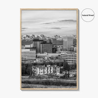 Anchorage Skyline Black and White Fine Art Photo Print, Alaska Poster, USA