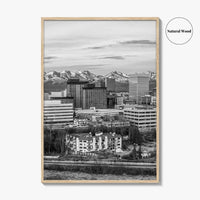 Anchorage Skyline Black and White Fine Art Photo Print, Alaska Poster, USA