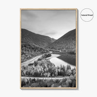 New Hampshire Black and White Fine Art Photo Print, Franconia Notch, White Mountain Poster