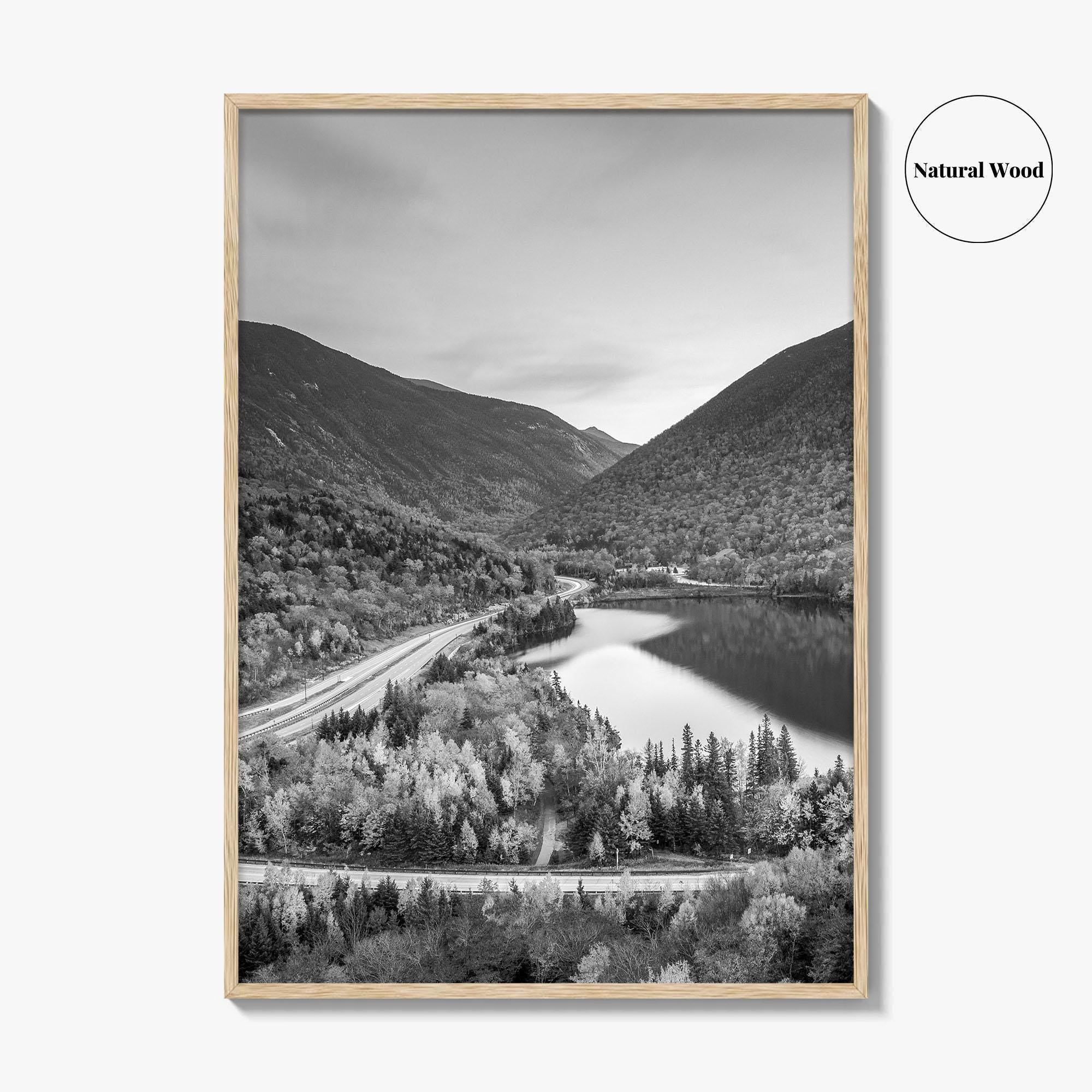 New Hampshire Black and White Fine Art Photo Print, Franconia Notch, White Mountain Poster