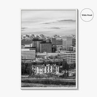 Anchorage Skyline Black and White Fine Art Photo Print, Alaska Poster, USA
