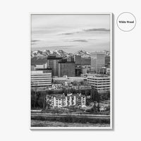 Anchorage Skyline Black and White Fine Art Photo Print, Alaska Poster, USA