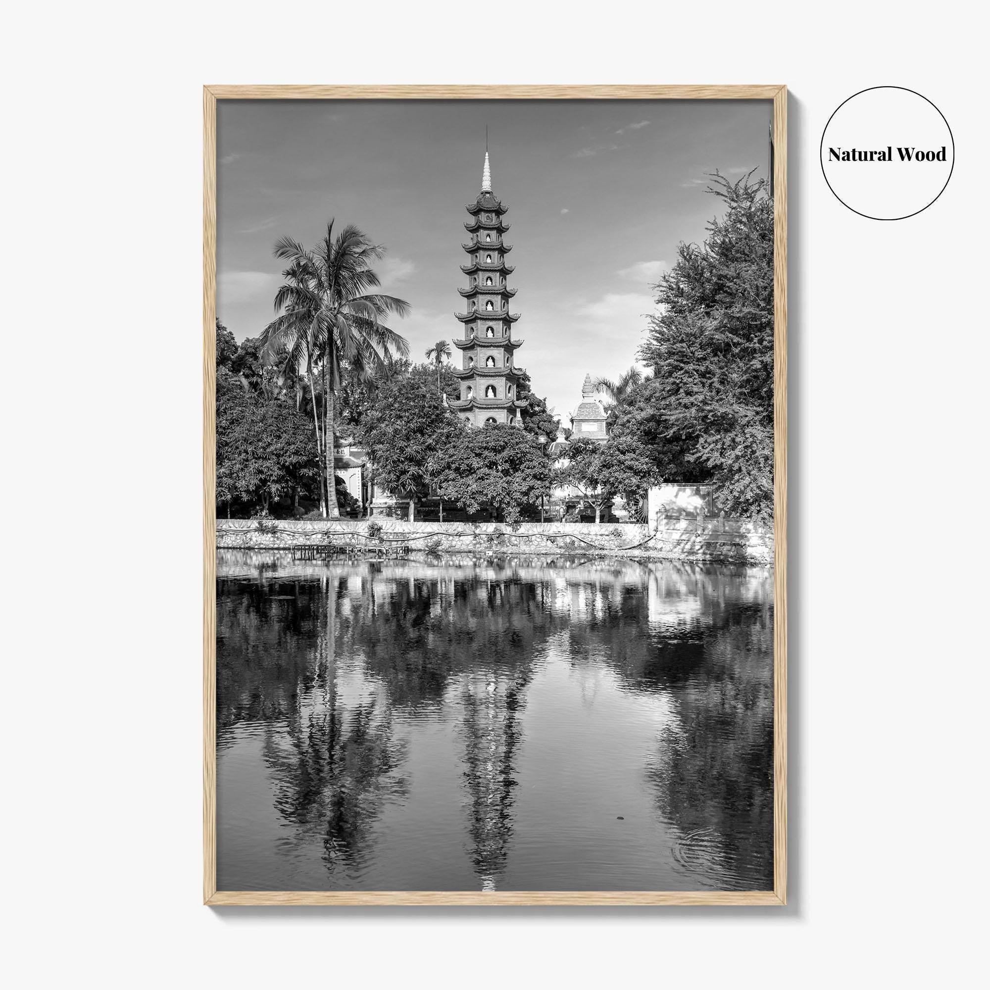 Hanoi Black and White Fine Art Photo Print, Tran Quoc Pagoda Vietnam Poster