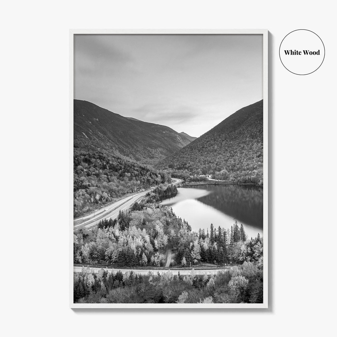 New Hampshire Black and White Fine Art Photo Print, Franconia Notch, White Mountain Poster