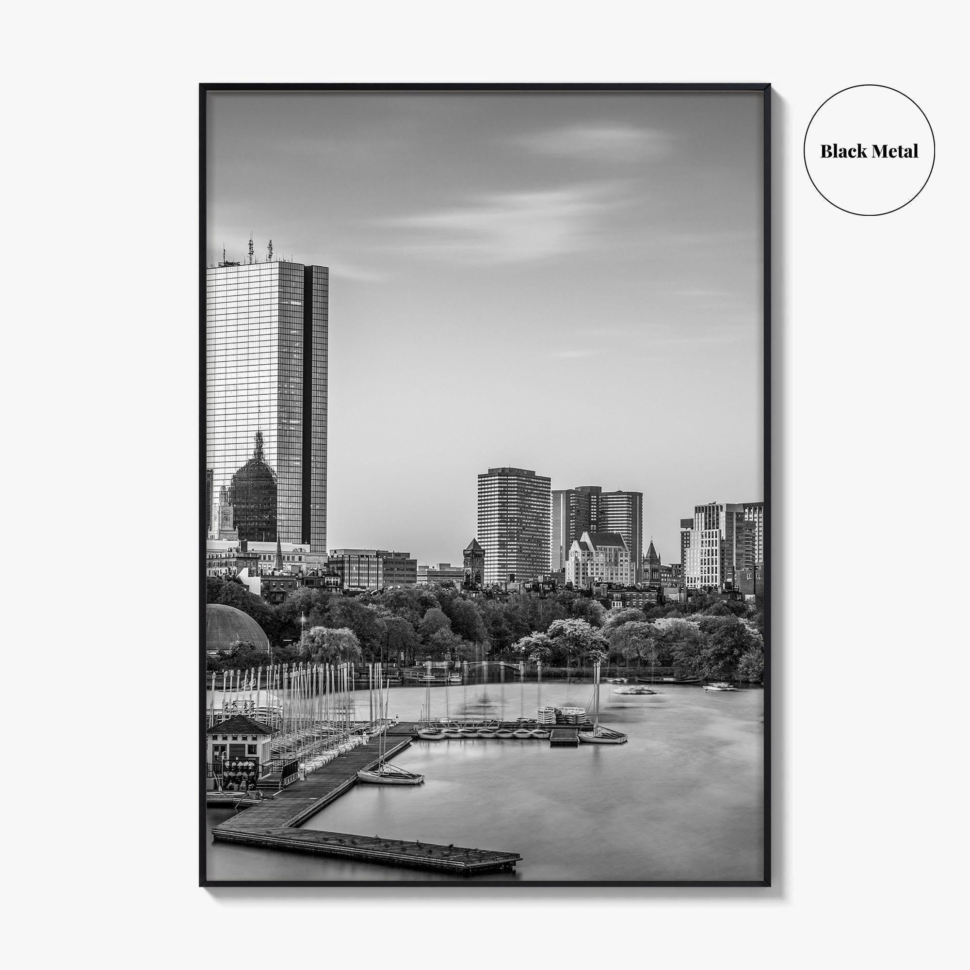 Boston Skyline Black and White Fine Art Photo Print, Massachusetts USA, Wall Decor