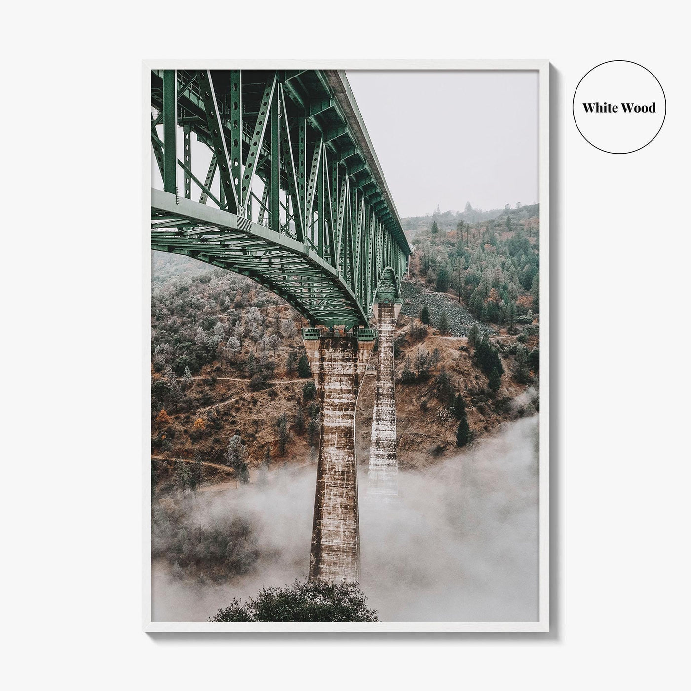 Auburn California Fine Art Photo Print, Foresthill Bridge Fog, American River Poster USA