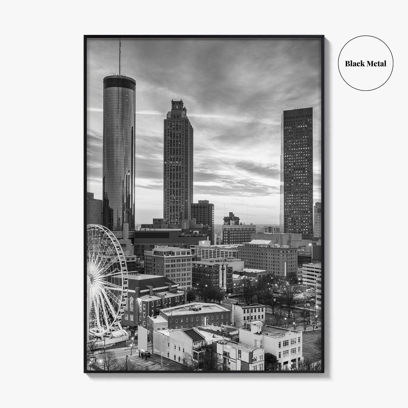 Atlanta Skyline Black and White Fine Art Photo Print, Georgia Poster
