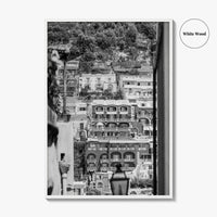 Positano Black and White Fine Art Photo Print, Amalfi Coast Italy Poster, Panoramic Sea