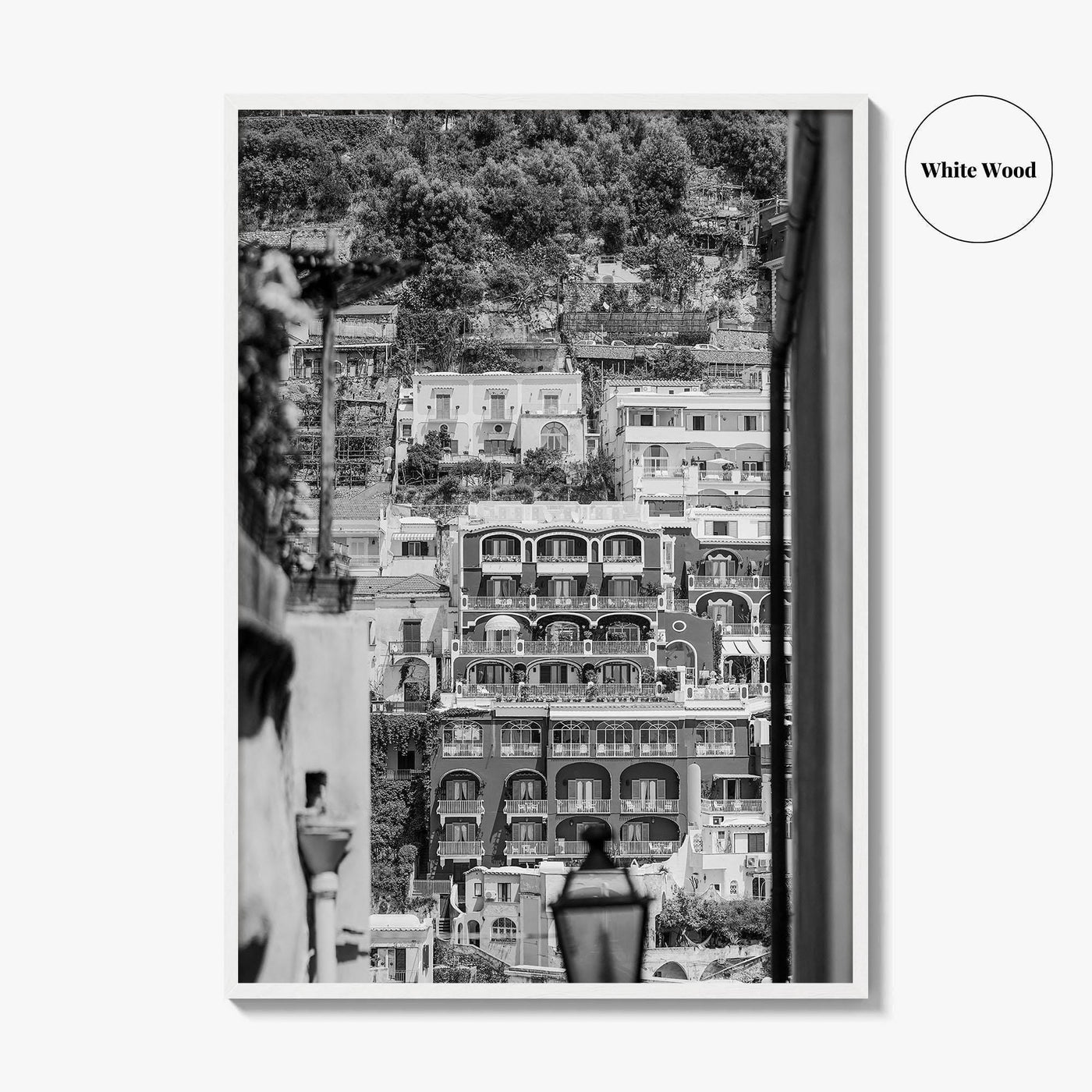 Positano Black and White Fine Art Photo Print, Amalfi Coast Italy Poster, Panoramic Sea