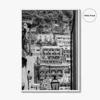 Positano Black and White Fine Art Photo Print, Amalfi Coast Italy Poster, Panoramic Sea