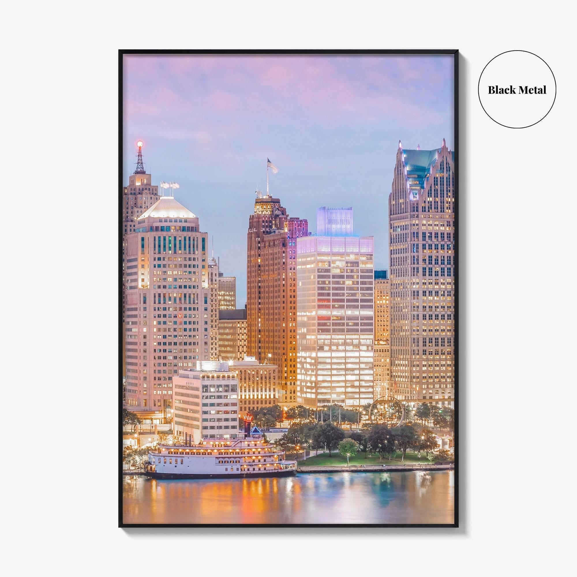Detroit Skyline Fine Art Photo Print, Michigan USA, Wall Decor Poster