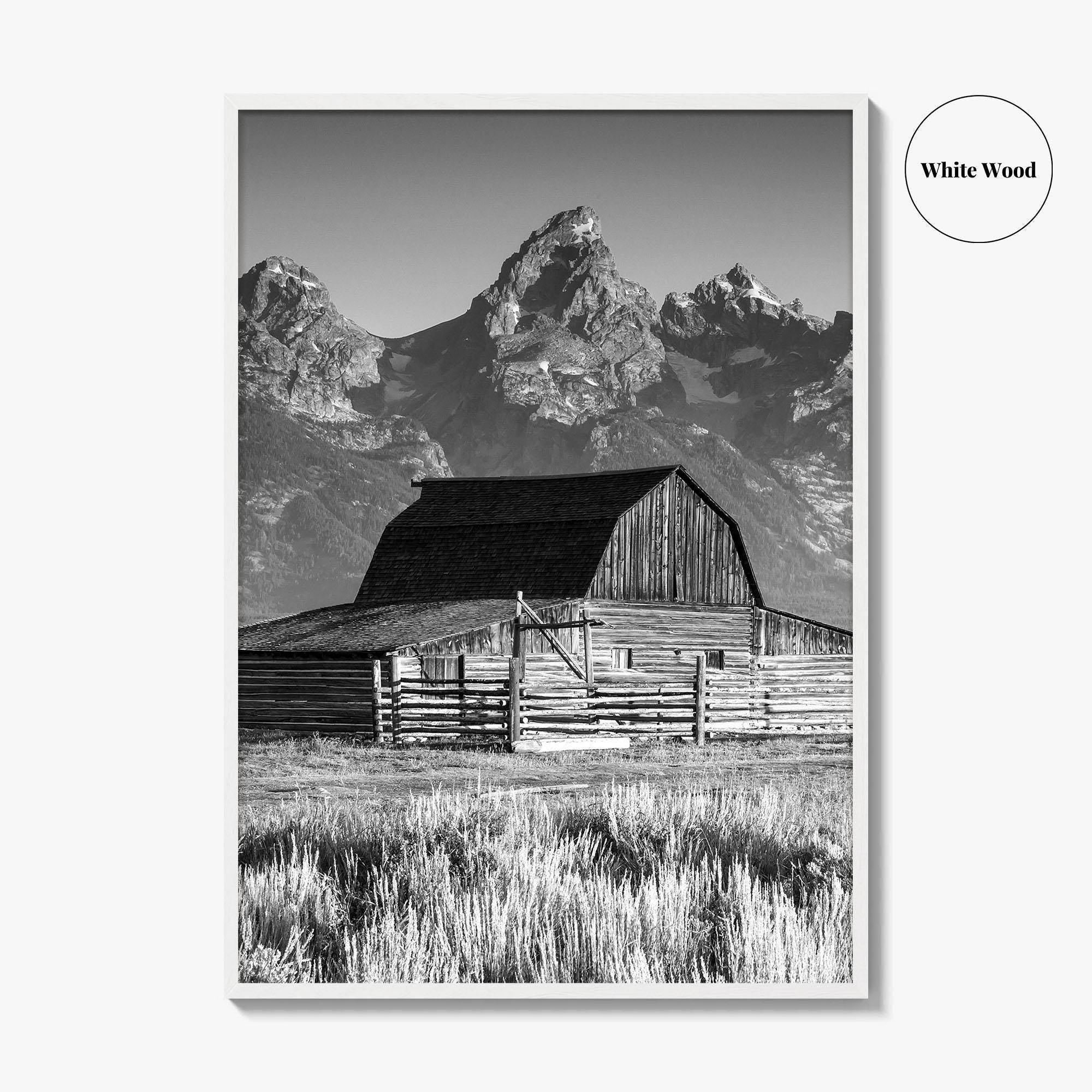 Jackson Hole Black and White Fine Art Photo Print, Grand Teton, Moulton Barn, Wyoming